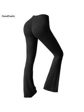 Women's High Waist Flared Yoga Pants Stretch Wide Leg Bell Bottom Leggings